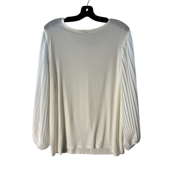 Talbots Womens Plus Size 1X Ivory Pleated Sleeve Blouse Top Rayon/Polyester - Picture 4 of 8